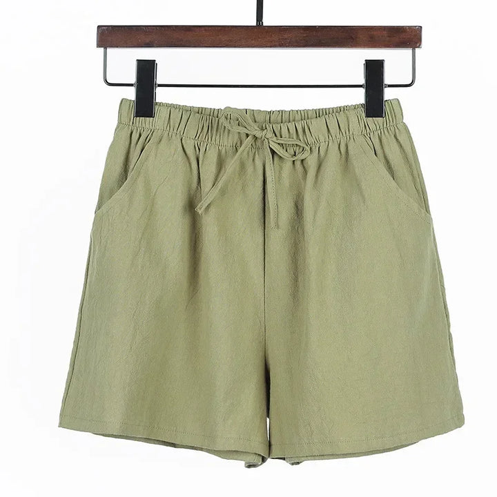 Luftige dame-lærredsshorts med høj talje og sporty pasform – Fenja