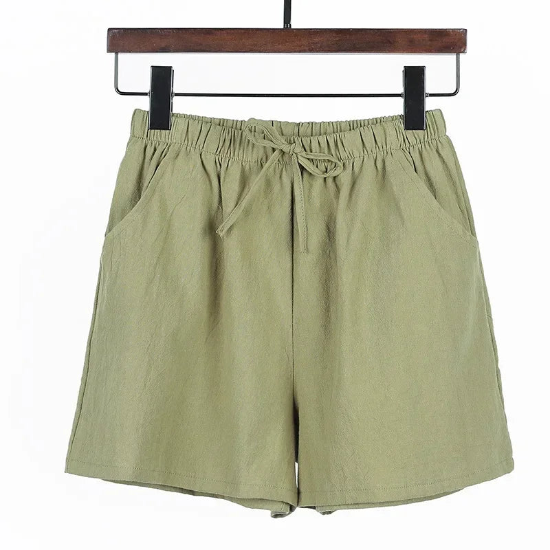 Luftige dame-lærredsshorts med høj talje og sporty pasform – Fenja