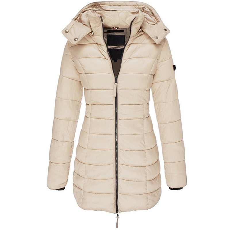 Women's parka with hood and down filling - Elena