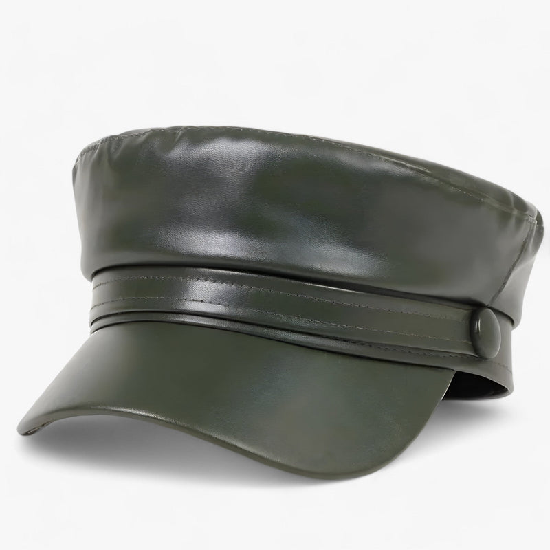 Octagonal Women's Newsboy Cap made of PU Leather – Valence