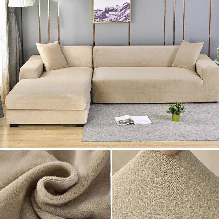 Stretch velour sofa cover with luxurious finish – Sofina