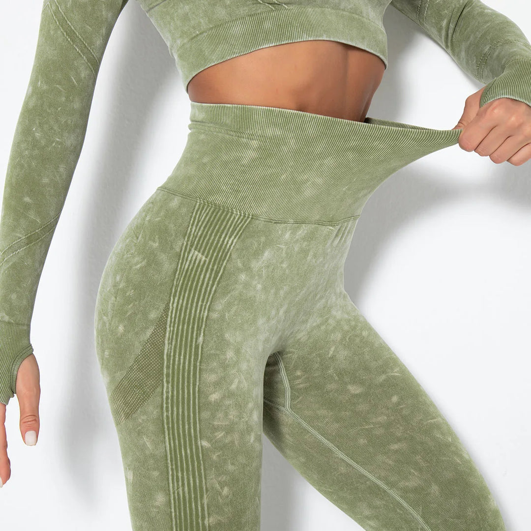 Conjunto de yoga para mujer sin costuras con top corto - Nova