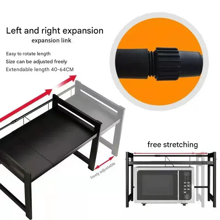 Kitchen shelf made of carbon steel with extendable double layer – Milo