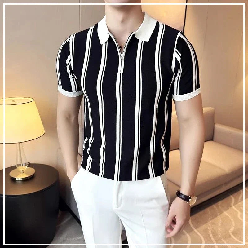 Short-sleeve polo with zipper for men – Silvano
