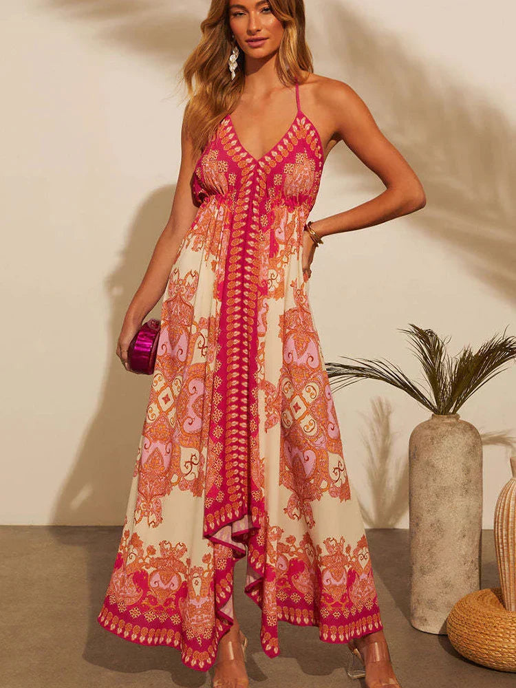 Airy & Stylish Boho Maxi Dress with Halterneck for Women – Naya