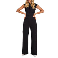 Airy women's jumpsuit with wide legs and V-neck – Maribel
