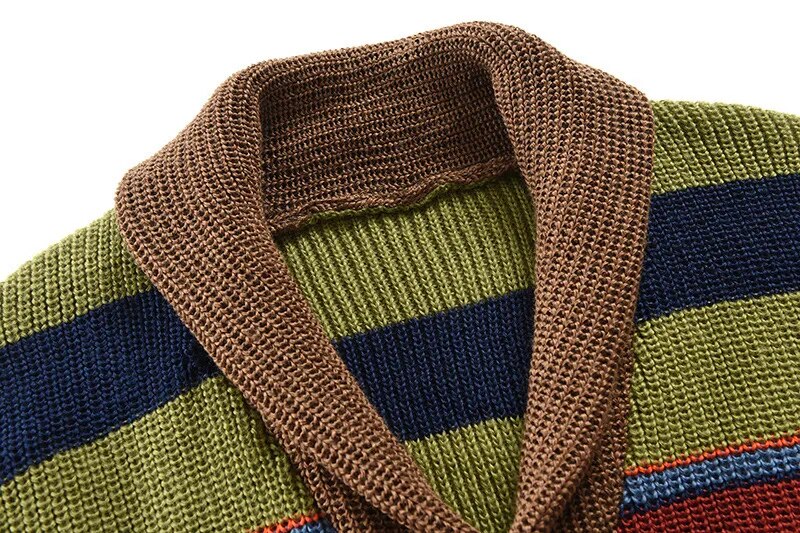 Men's Knit Cardigan with Colourblock and Geometric Pattern – Leandro