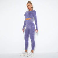 Conjunto de yoga para mujer sin costuras con top corto - Nova