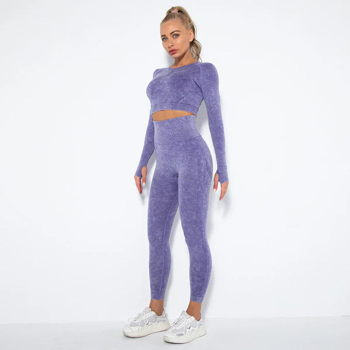 Conjunto de yoga para mujer sin costuras con top corto - Nova