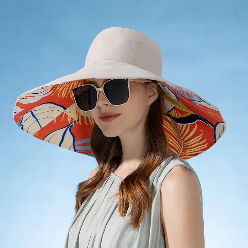 Reversible cotton sun hat with wide brim (56–60 cm) – Liora