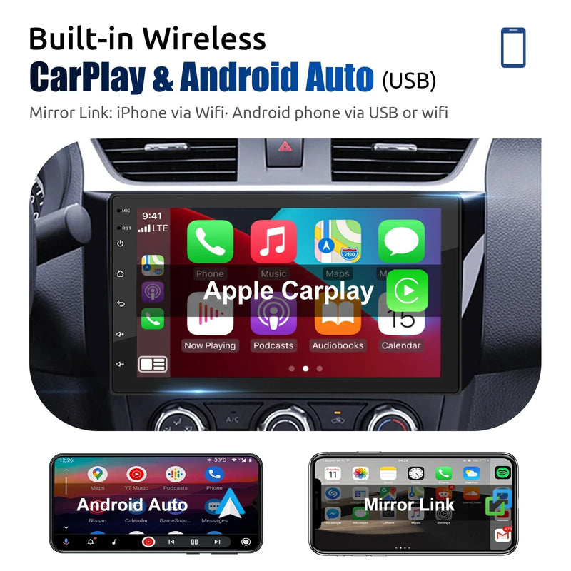 Universelles Android-Autoradio mit Touchscreen, GPS und kabellosem CarPlay