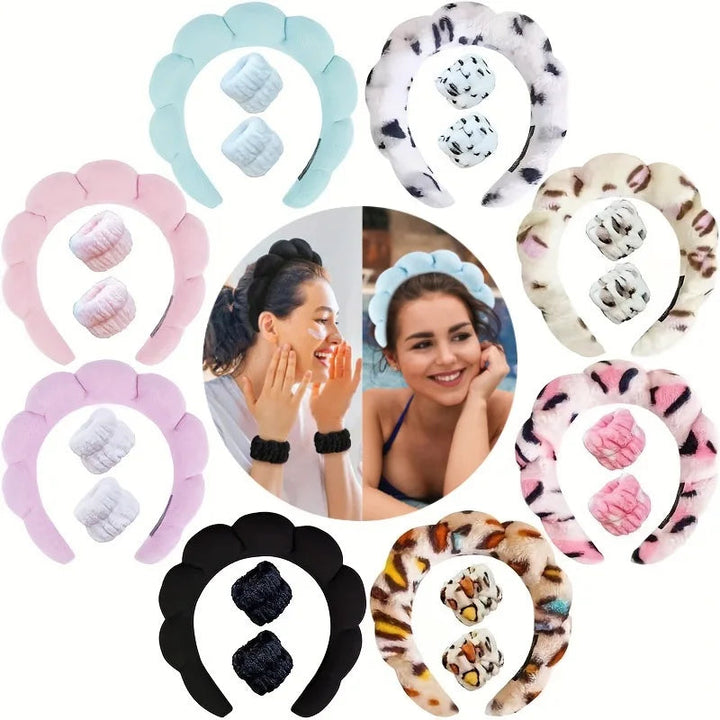 Plüsch Spa Kopfband & Handgelenkband Set - Fluffiea