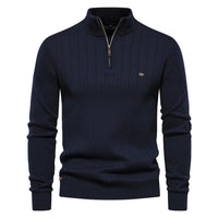 Herren Strickpullover aus Baumwolle mit Reißverschluss & Stehkragen – Ardel