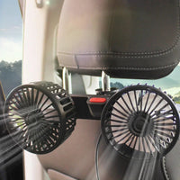 Tragbarer USB-Dual-Head-Auto-Lüfter 360° drehbar mit 3 Geschwindigkeiten – CoolBreeze