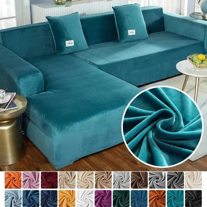 Stretch velour sofa cover with luxurious finish – Sofina