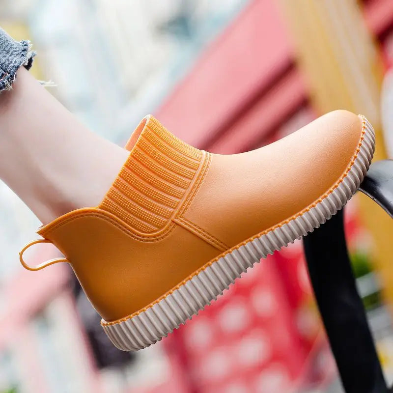 Botines de lluvia para mujer impermeables con caña de punto y suela antideslizante – Liora