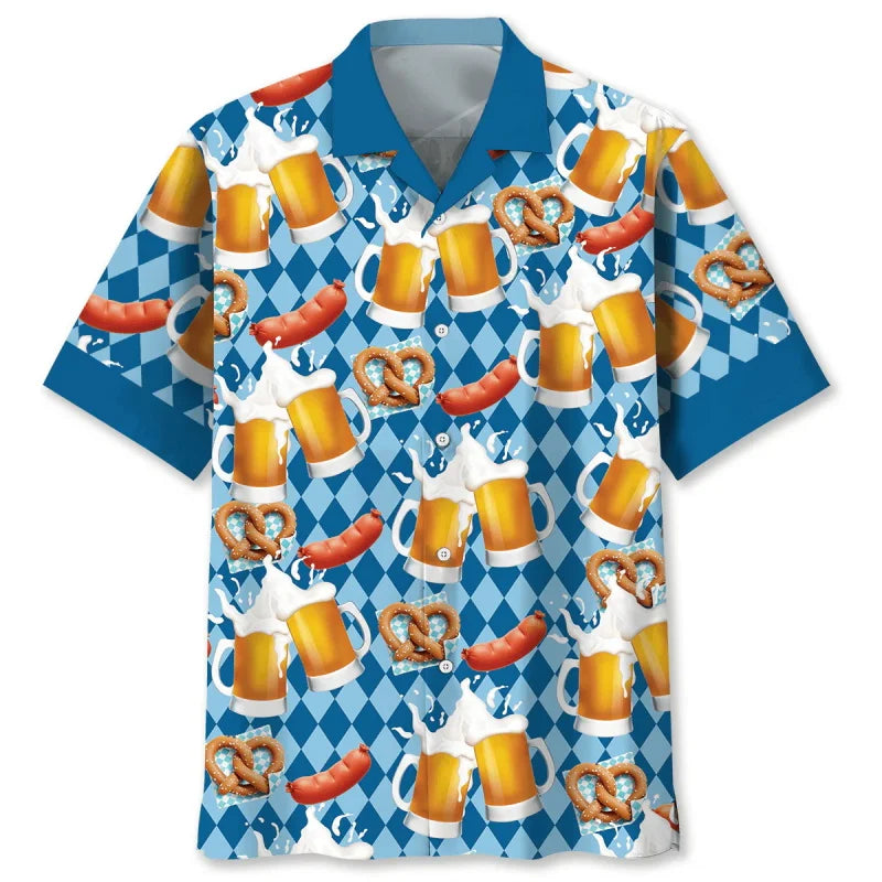 Hawaiian Shirt with Beer & Pretzel Pattern – Party Mood Oktoberfest 2025