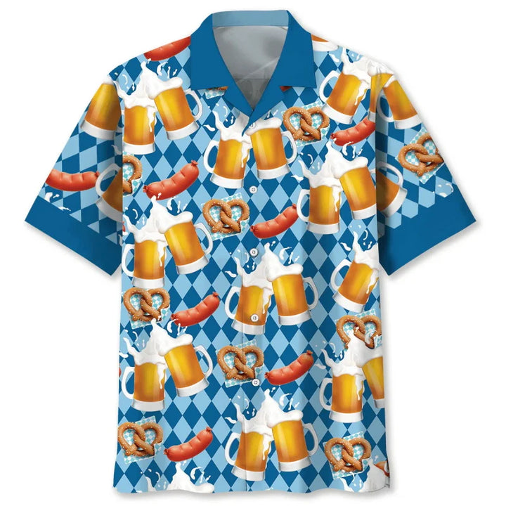 Hawaiian Shirt with Beer & Pretzel Pattern – Party Mood Oktoberfest 2025