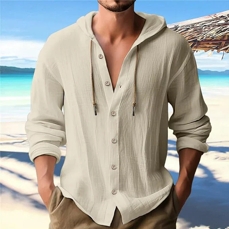 Camisa con capucha de lino transpirable y ligera para hombre – Malik