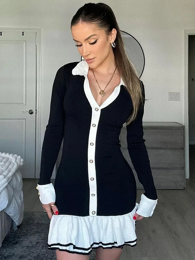 Knitted mini dress with back cutout and bandage design – Amira