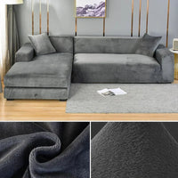 Stretch velour sofa cover with luxurious finish – Sofina