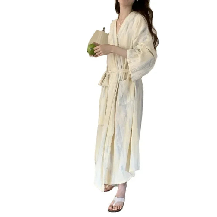 Casual Women's Summer Bathrobe with Kimono Design – Hana