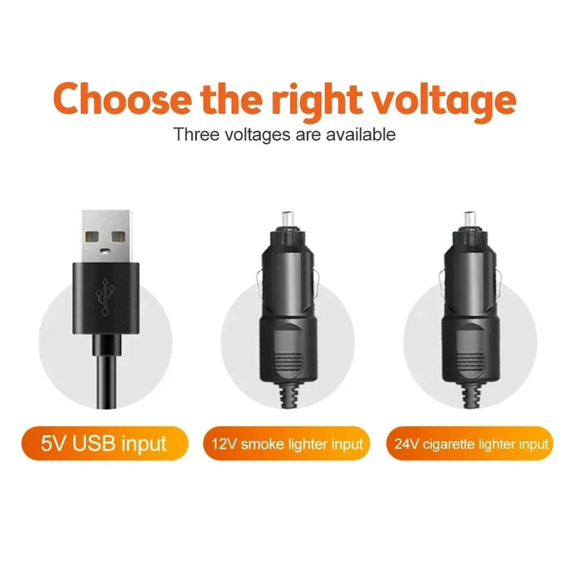 360° verstellbarer 3-Kopf-Autolüfter USB/12V/24V – AirFlow