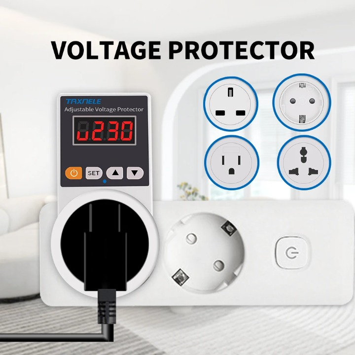 Automatischer Spannungsprotektor-Stecker mit einstellbaren Einstellungen – VoltGuard
