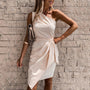 Trendige Schulterfreie Kleid mit Taillengürtel - Olivia