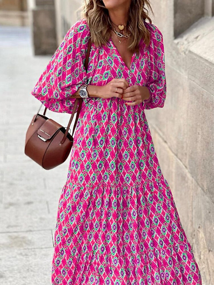Printed maxi dress with waist band – Aurelia