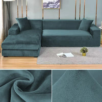 Stretch velour sofa cover with luxurious finish – Sofina