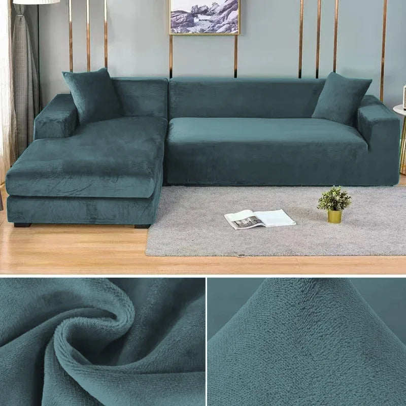 Stretch velour sofa cover with luxurious finish – Sofina
