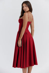 Stylish summer dress with spaghetti straps and waist corset – Mira