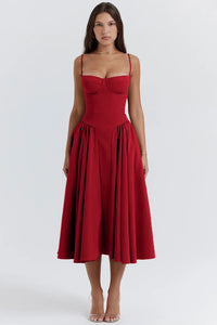 Stylish summer dress with spaghetti straps and waist corset – Mira