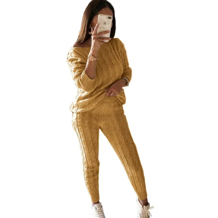 Women's Knitted Tracksuit Two-Piece Set for Autumn & Winter – Isaline