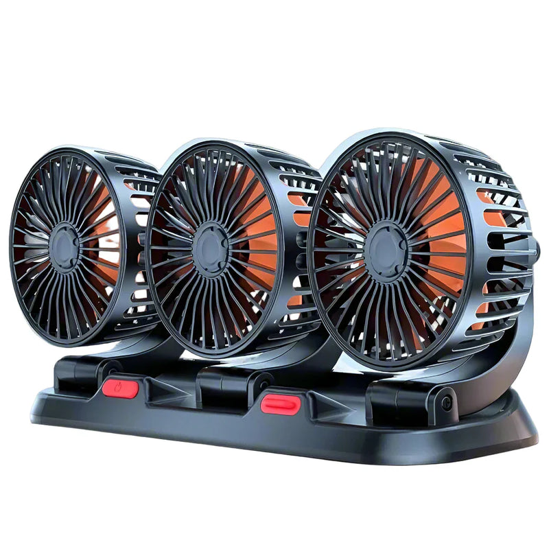 360° verstellbarer 3-Kopf-Autolüfter USB/12V/24V – AirFlow