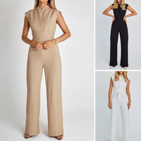 Airy women's jumpsuit with wide legs and V-neck – Maribel