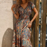 Airy Women's Maxi Dress with Ethnic Print & V-Neck – Nayeli