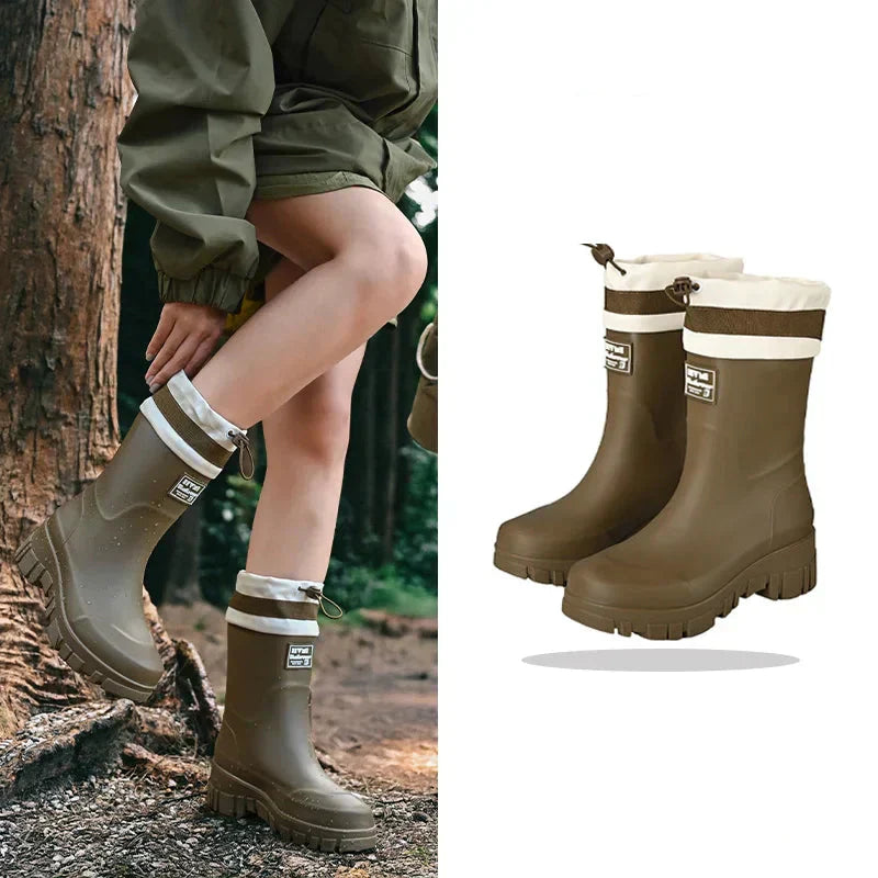 Women's rain boots retro look waterproof with anti-slip sole – Arlena