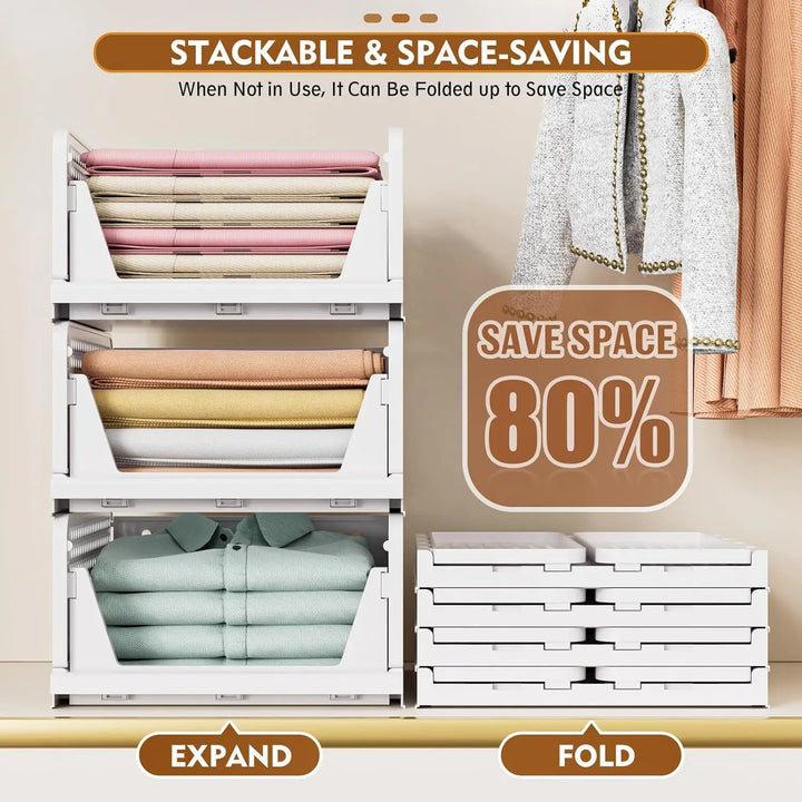 5er-Pack stapelbare faltbare Kleiderschrank-Aufbewahrungsboxen – Liora