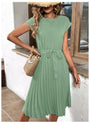 Plissiertes A-Linien-Sommerkleid mit kurzen Ärmeln – Melina