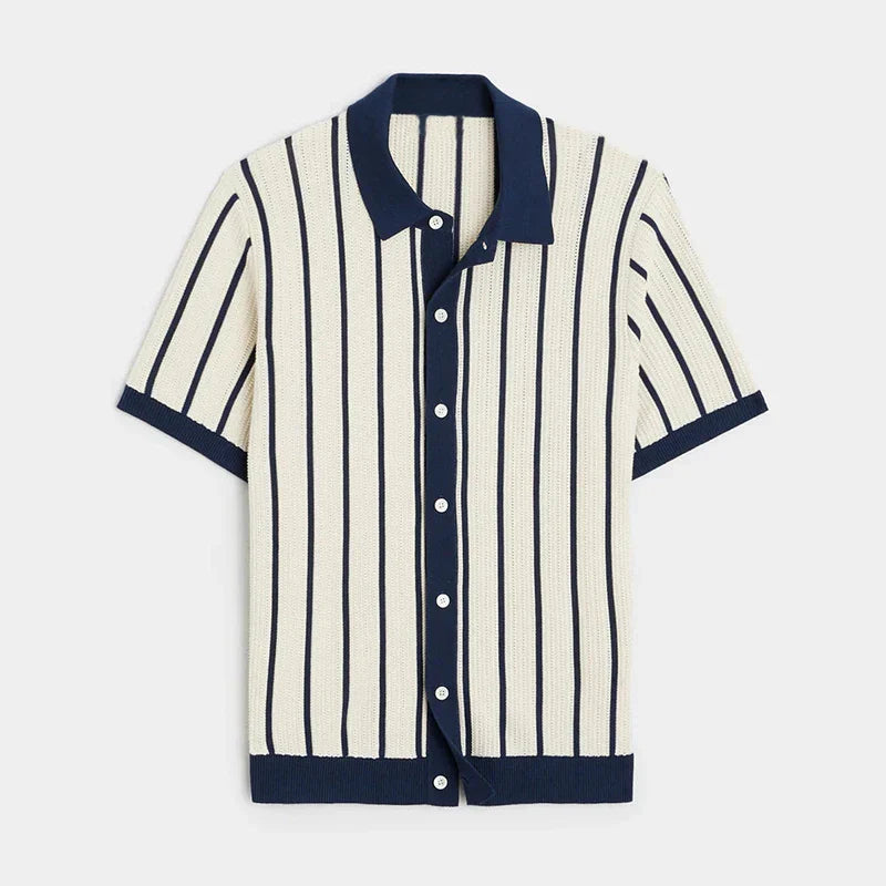 Striped knitted shirt with button placket for men – Emilio