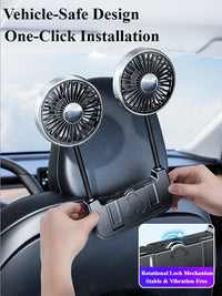 Dual-Head Rear Table Fan – Eary – (USB-C Rechargeable)