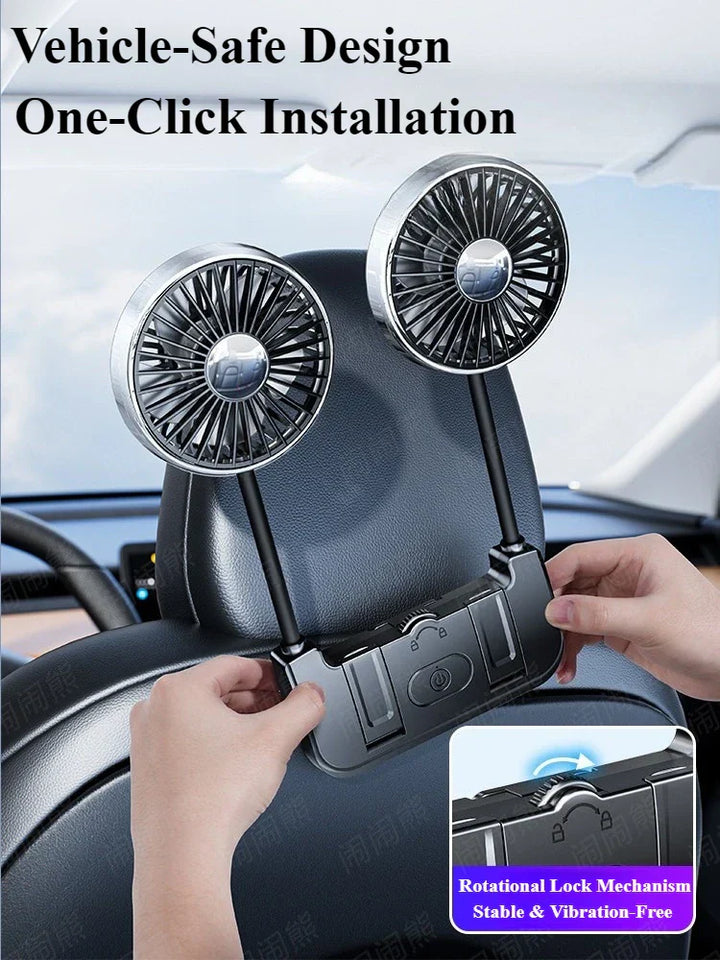 Dual-Head Rear Table Fan – Eary – (USB-C Rechargeable)