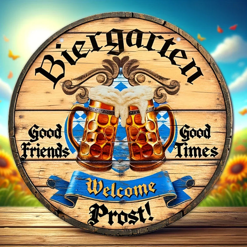 Metal Wall Sign "Beer Garden Cheers" – Cheers Sign Oktoberfest 2025