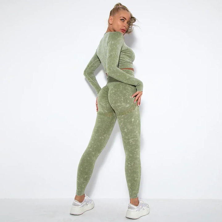 Conjunto de yoga para mujer sin costuras con top corto - Nova