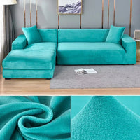 Stretch velour sofa cover with luxurious finish – Sofina