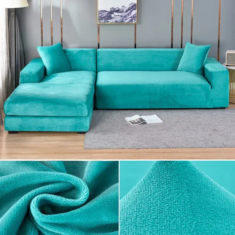 Stretch velour sofa cover with luxurious finish – Sofina