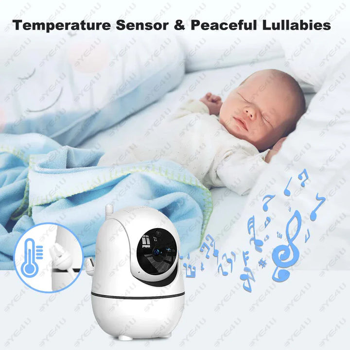 5-tommer HD video babyalarm med kamera, PTZ-zoom og nattesyn