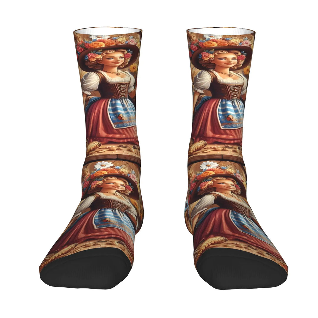 Sokker med Dirndl-print (2-pak) – Trachtensokker Oktoberfest 2025
